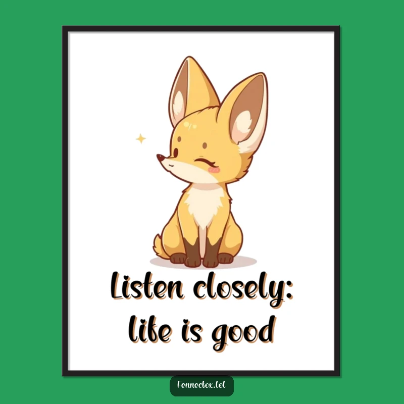 Free Printable Funny Wall Art: Fennec Fox Listener Character, Downloadable Art for Home