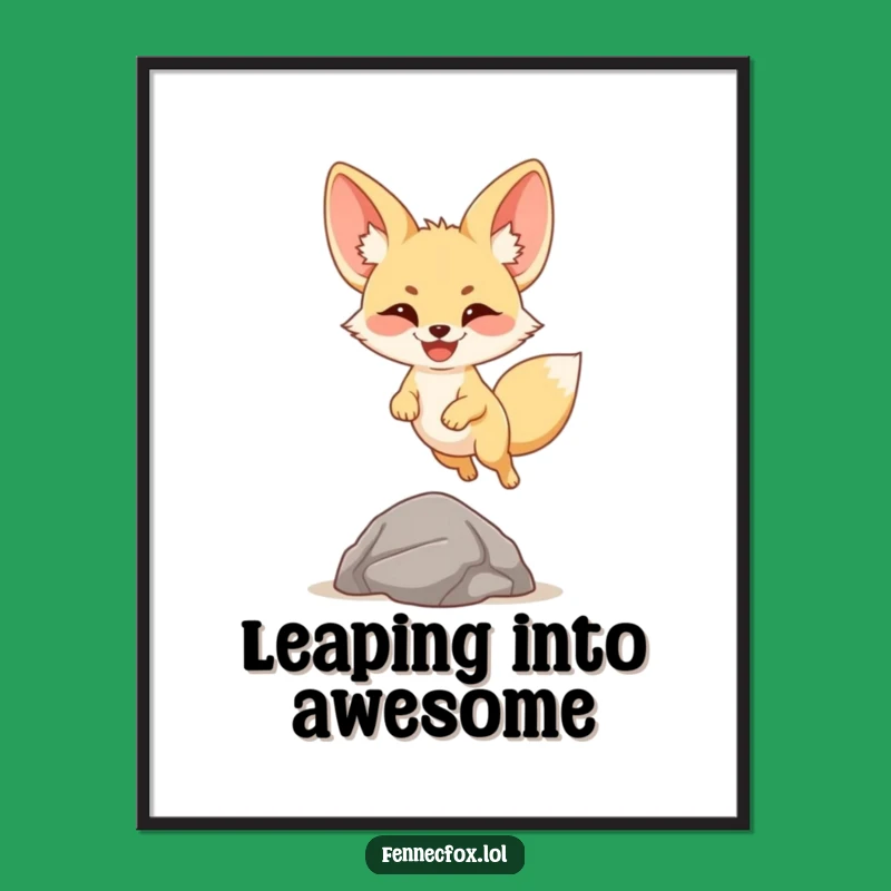 Free Printable Happy Fennec Fox Wall Art - Leaping Desert Digital Download Decor