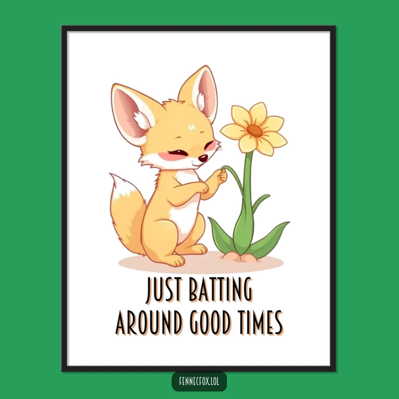 Free Printable Wall Art: Fennec Fox Flower Playfulness Downloadable Home Decor