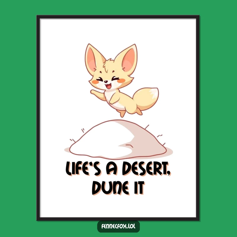 Funny Free Printable Wall Art: Fennec Fox Desert Leap - Downloadable Laughs