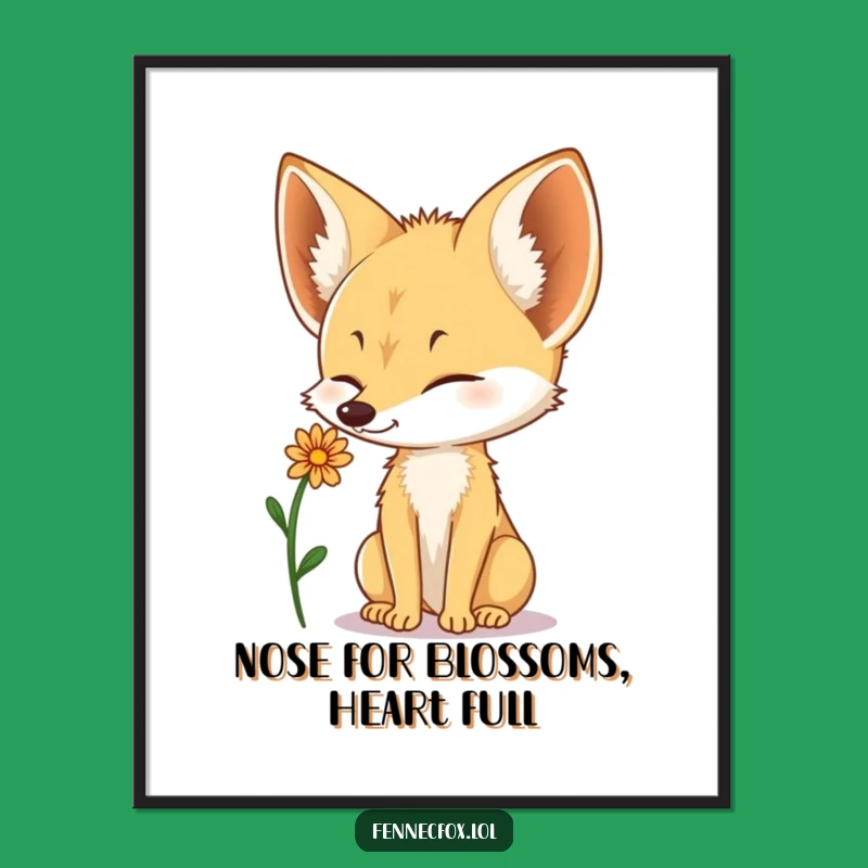 Funny Free Printable Wall Art Fennec Fox Flower Balance - Downloadable Decor