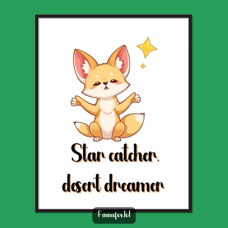 Whimsical Fennec Fox Star Art: Free Printable Wall Decor Downloadable Gift