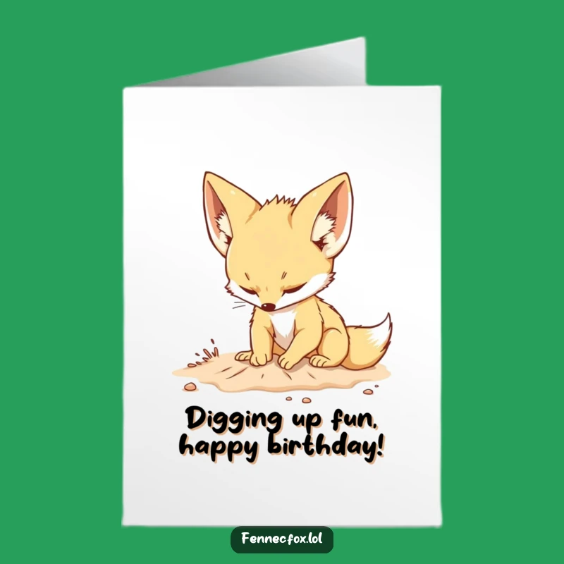 Funny Free Printable Birthday Card: Fennec Fox, Playful Downloadable Gift for Kids