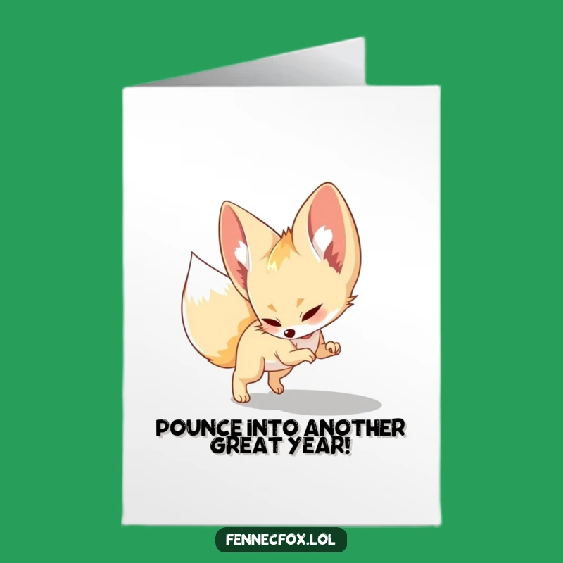 Free Printable Birthday Card: Playful Fennec Fox, Funny DIY Downloadable Gift