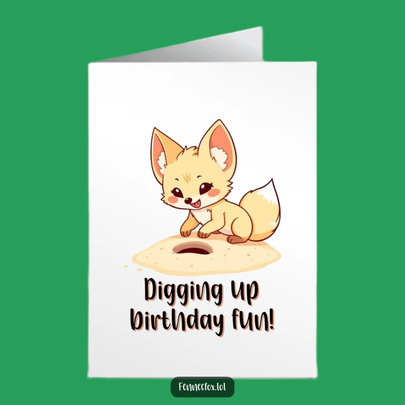 Free Printable Excited Fennec Fox Birthday Card - Digging Humor Digital Download Gift