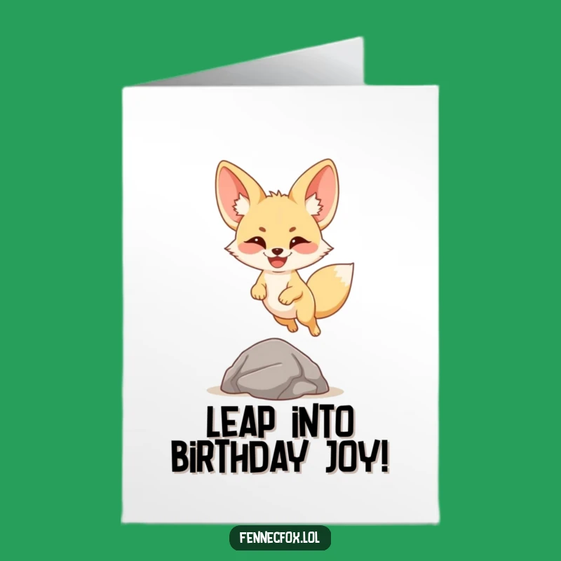 Free Printable Joyful Fennec Fox Birthday Card - Leaping Humor Digital Download Gift