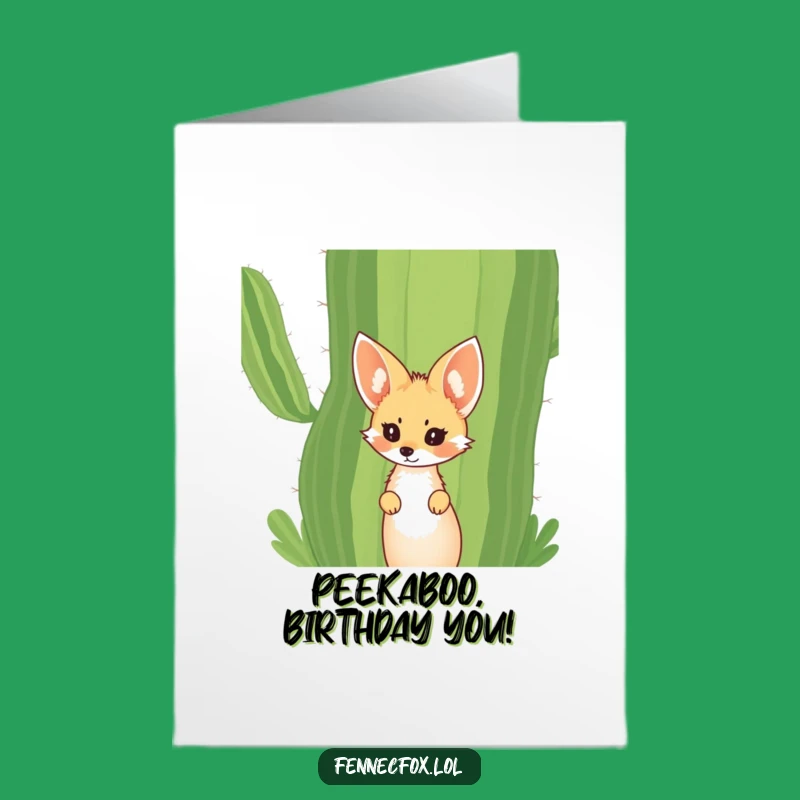 Peek-a-Boo Birthday Card: Curious Fennec Fox, Free Printable Funny Greeting, Adorable Downloadable Gift