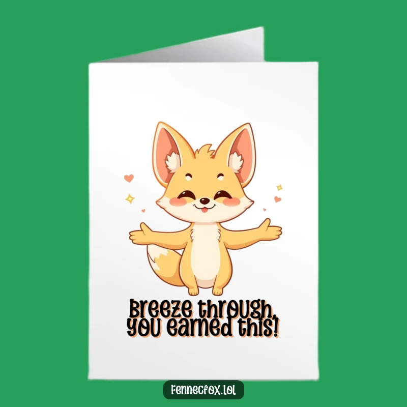 Free Printable Congrats Card: Fennec Fox Embracing Breeze - Uplifting Downloadable