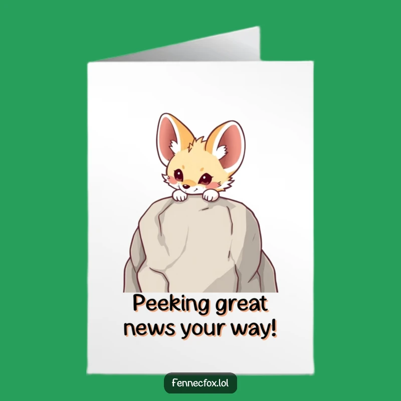 Fennec Fox Peeking Congratulations: Free Printable for Discovering Success!