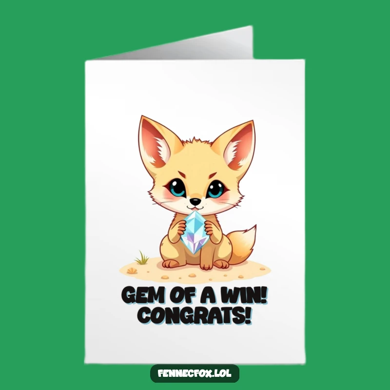 Free Printable Congrats Card: Fennec Fox Gem Discovery Celebration Downloadable