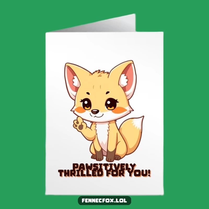Free Printable Congrats Card Fennec Fox Shy Wave - Sweet Downloadable Greeting