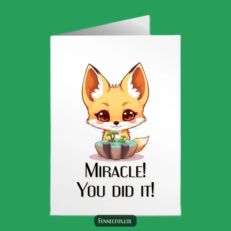 Free Printable Congrats Card: Fennec Fox Spots Oasis Miracle!, Funny Downloadable