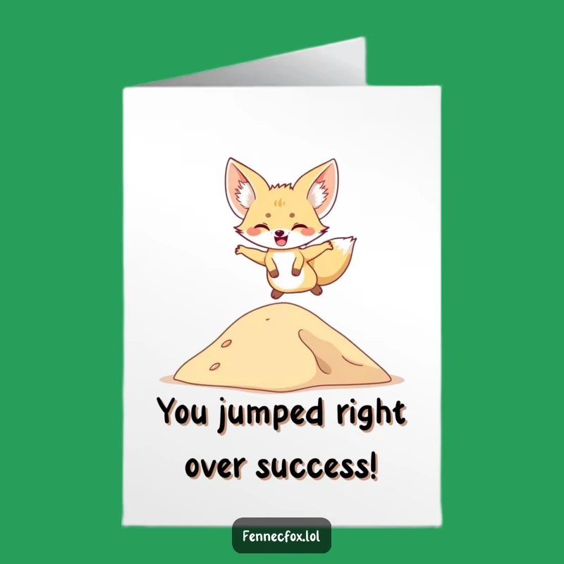 Free Printable Fennec Fox Congrats Card: Funny Downloadable Gift for Exuberant Success!