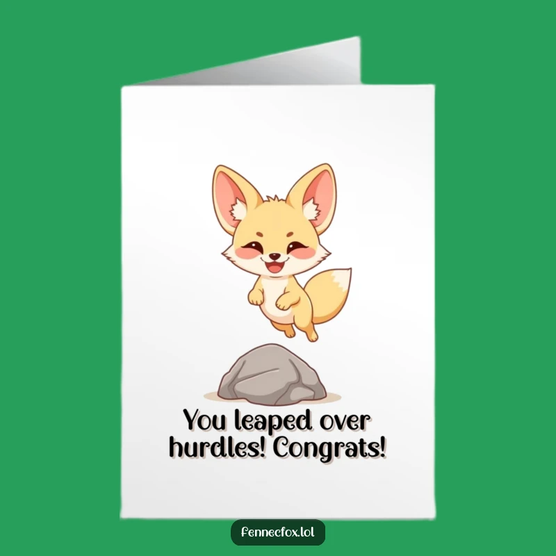 Free Printable Victorious Fennec Fox Congrats Card - Humorous Digital Download Gift
