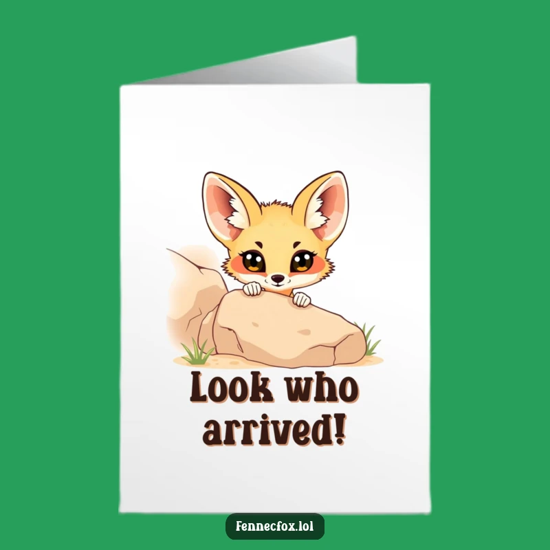 Free Printable Congrats Card: Curious Fennec Fox Peeking - DIY Success Download