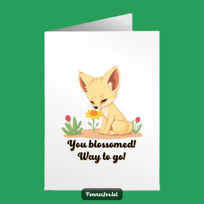 Free Printable Fennec Fox Congrats Card: Charming Desert Flower Downloadable for Any Win