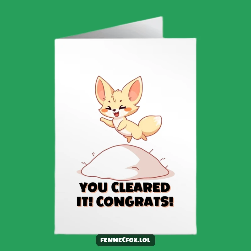 Free Printable Congrats Card: Fennec Fox Celebrates Success - Funny Downloadable Gift