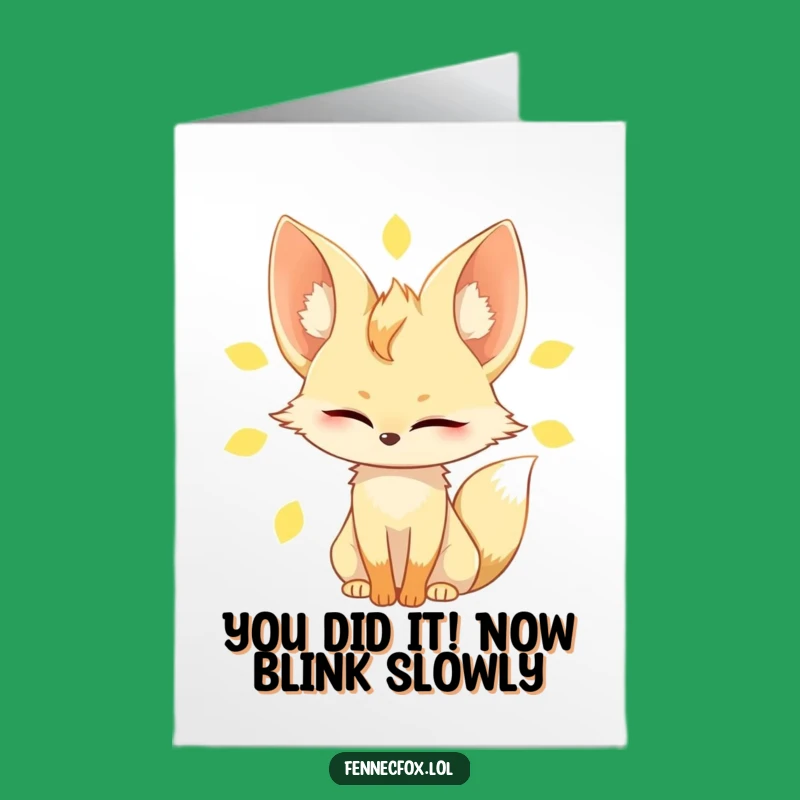 Free Printable Congrats Card: Fennec Fox Sun Blinking - Funny Downloadable Greeting