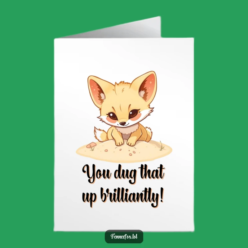 Fennec Fox Digging Congratulations Card: Free Printable for Huge Successes!