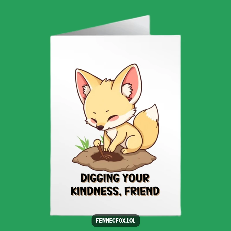 Free Printable Fennec Fox Digging Thank You Card - Cute Downloadable Gift for Earth Movers