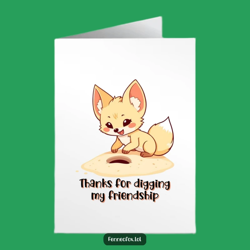 Free Printable Hardworking Fennec Fox Thank You Card - Comical Digital Download Gift