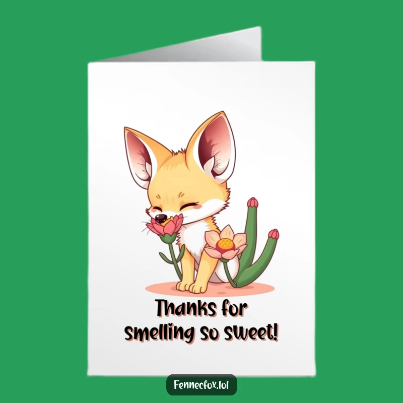 Free Printable Thank You Card: Curious Fennec Fox, Heartfelt DIY Downloadable Gift