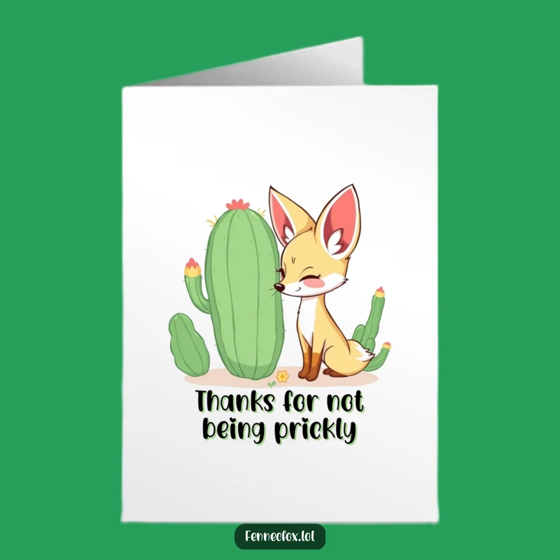 Free Printable Thank You Card: Fennec Fox Cactus Sniff, Funny Downloadable Gift