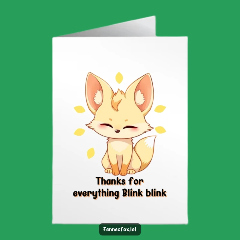 Free Printable Thank You Card: Fennec Fox Sun Blinking - Humorous Downloadable Note