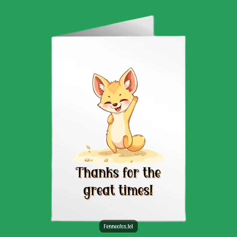 Free Printable Thank You Card: Fennec Fox Tumbles Thanks!, Funny Downloadable