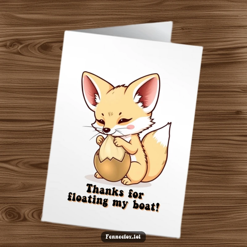 Funny Free Printable Thank You Card featuring a fennec fox batting at a floating desert seed pod, a great DIY gift idea.