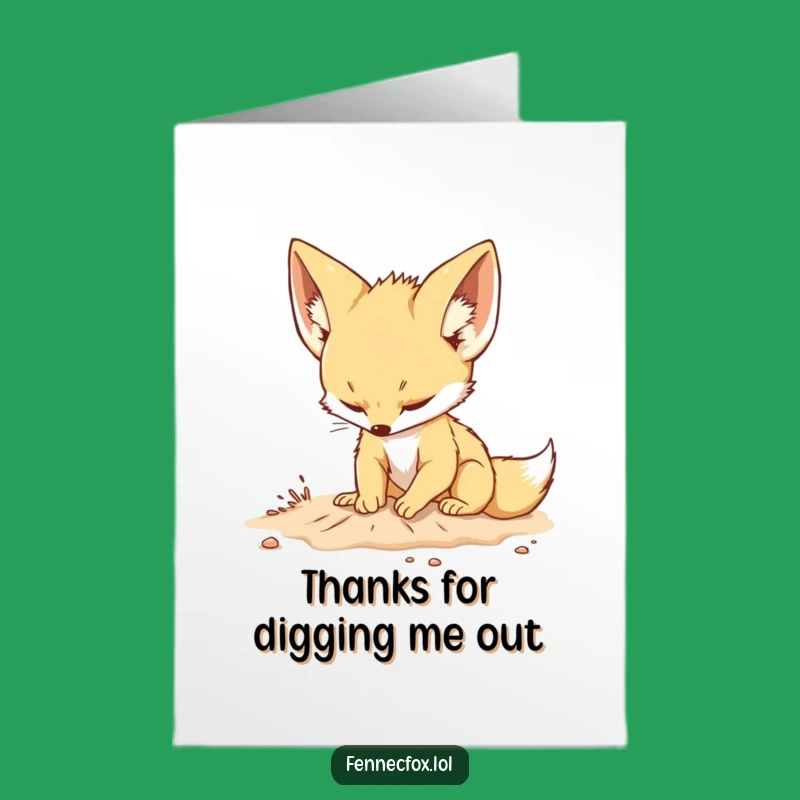 Funny Free Printable Thank You Card: Fennec Fox, Playful Downloadable Appreciation Gift