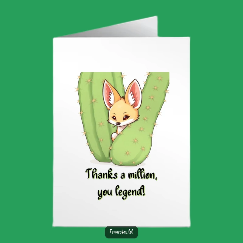 Free Printable Fennec Fox Thank You Card: Spiky Desert Gratitude Downloadable Gift