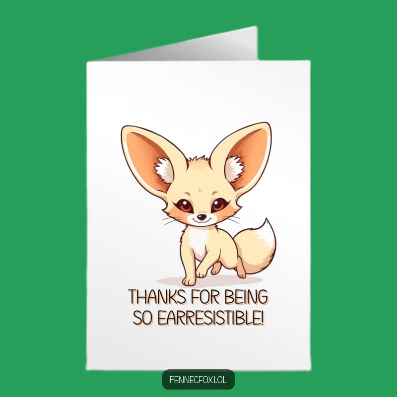 Free Printable Goofy Fennec Fox Tail Chasing Thank You Card - Comical Digital Download Gift