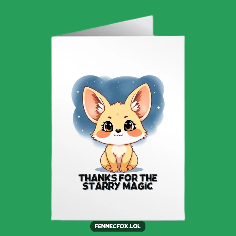 Free Printable Fennec Fox Thank You Card: Starry Night Wonder Downloadable Appreciation