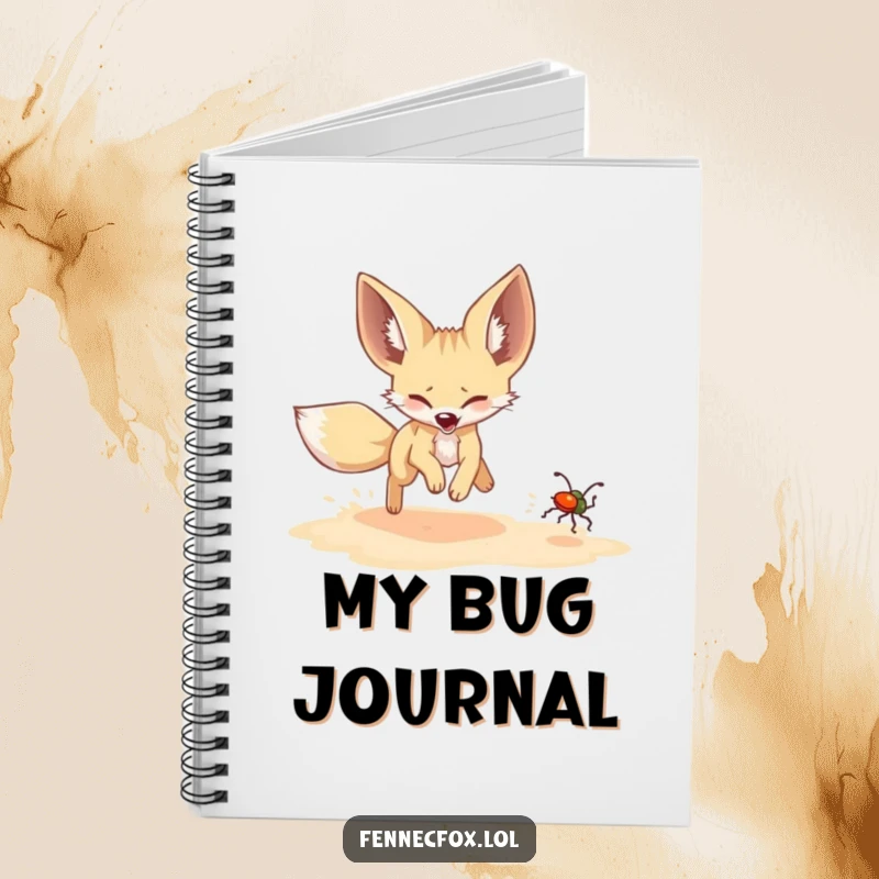 Funny Fennec Fox Notebook: A fennec fox humorously chases a shimmering beetle, inspiring funny notes and joyful brainstorming sessions.