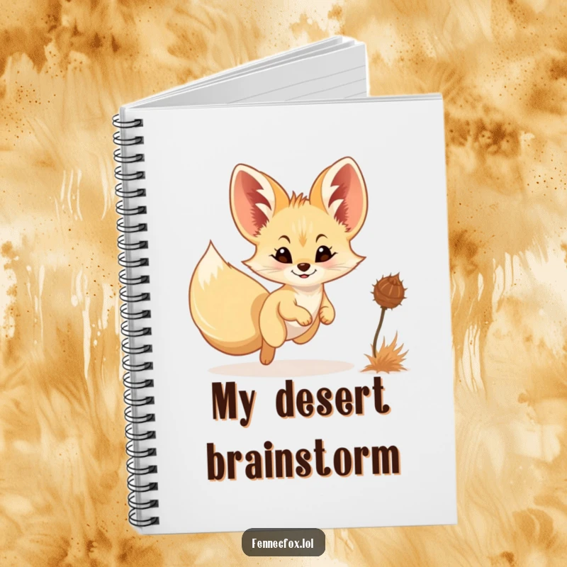 Funny Fennec Fox Notebook: A smiling fennec fox playfully pursues a tumbling tumbleweed, ideal for jotting down funny ideas or desert adventures.