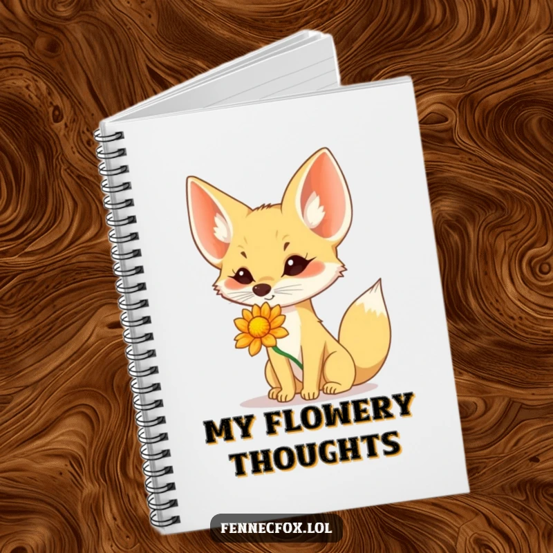 Funny Fennec Fox Notebook: A fennec fox humorously balances a flower on its nose, inspiring funny notes and creative doodles.