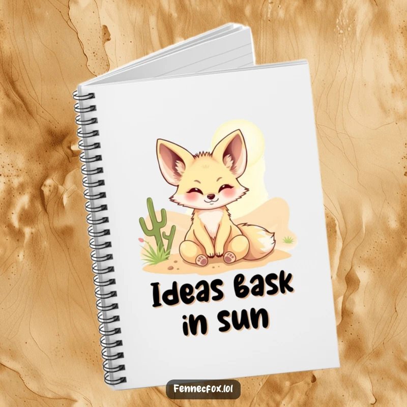 Funny Fennec fox notebook featuring a character basking in a sunbeam, ideal for jotting down notes, sketches, or sunny ideas.