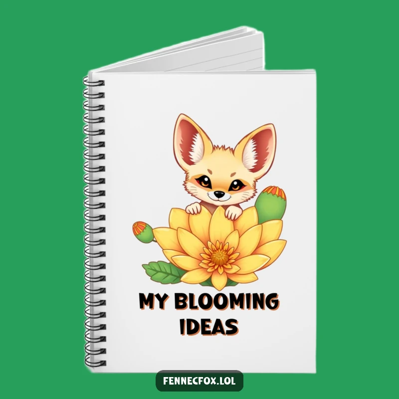 Funny Fennec Fox Notebook: Cheerful Fox Peeking Over Flower, Perfect Writing Gift!