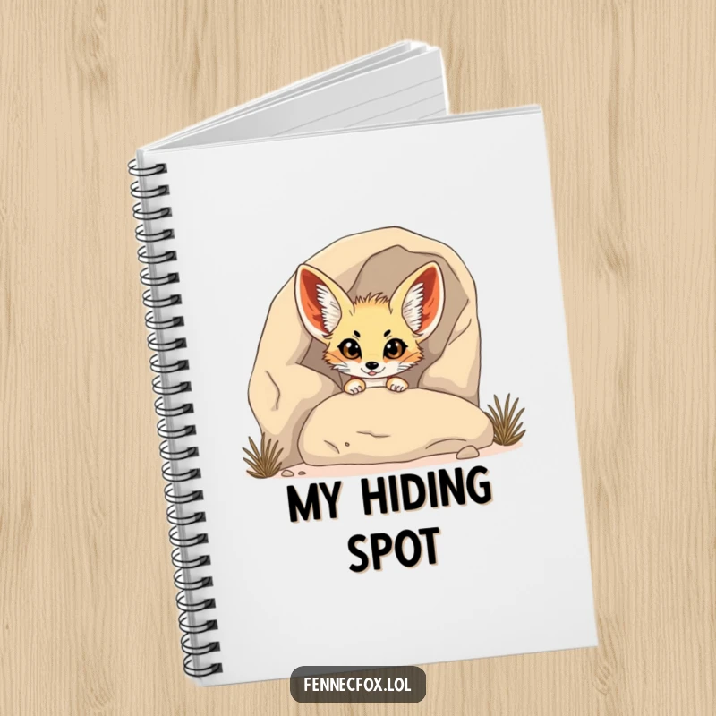 Funny Fennec Fox Notebook: A fennec fox humorously peeks from behind a rock, inspiring funny notes and quiet reflections.