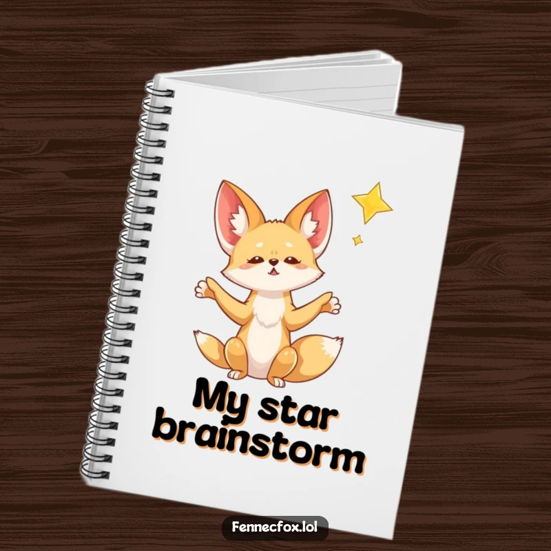 Funny Fennec Fox Notebook: A fennec fox with paws outstretched reaches for a falling star, perfect for jotting down wishes and magical ideas.