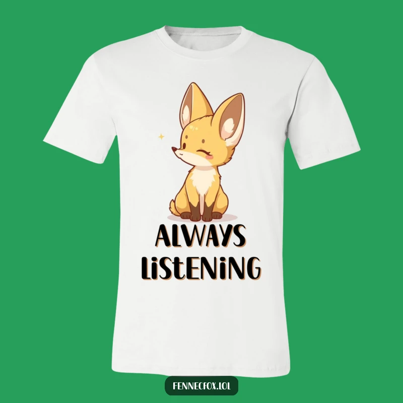 Funny Fennec Fox T-Shirt: Listening Character - Cute Animal Tee Gift
