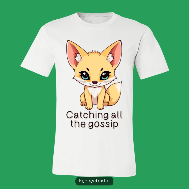 Funny Fennec Fox Eavesdropper Tee - Witty Animal Listening Shirt
