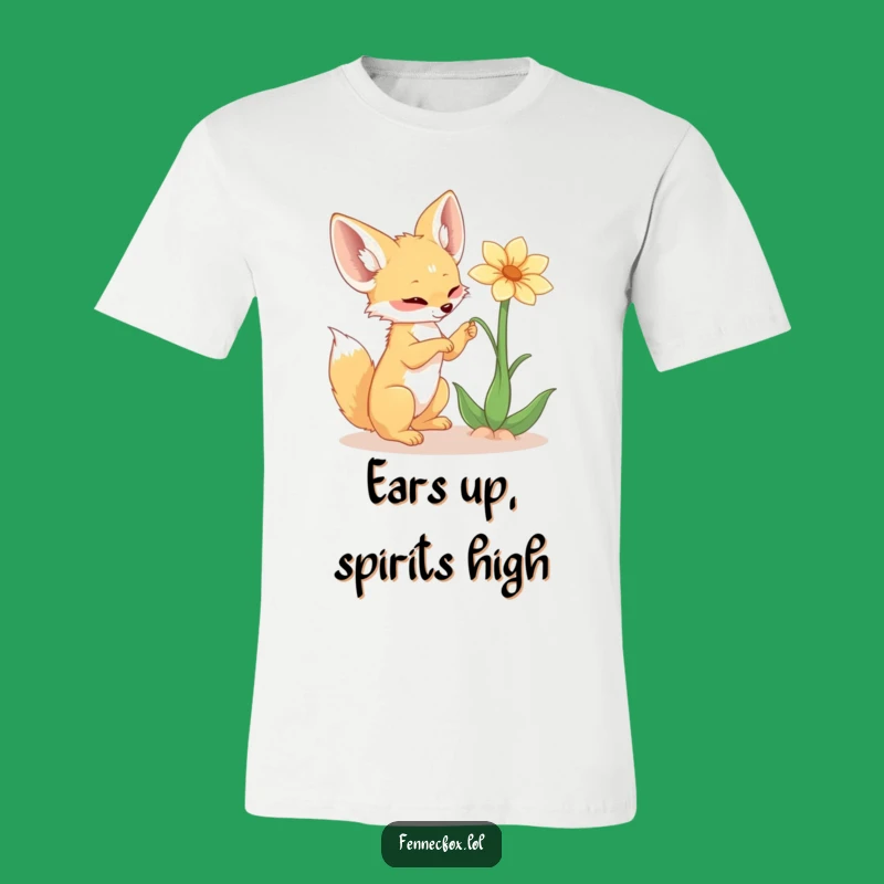 Funny Fennec Fox Playful Flower Tee - Cute Cartoon Animal Shirt Gift