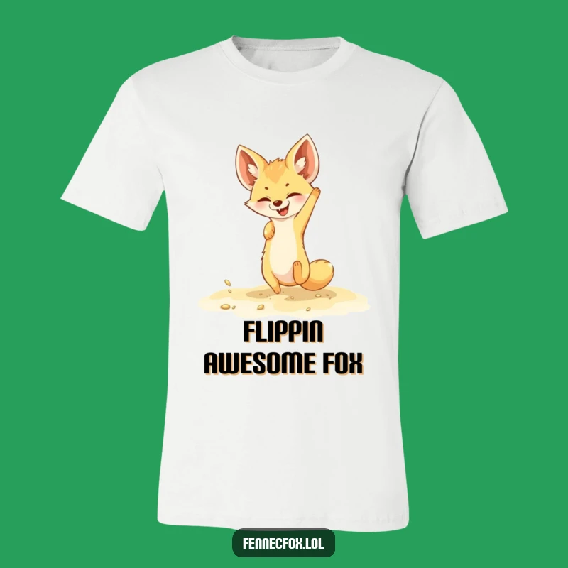 Funny Fennec Fox T-Shirt - Joyful Sand Somersault, Playful Graphic Tee, Gift