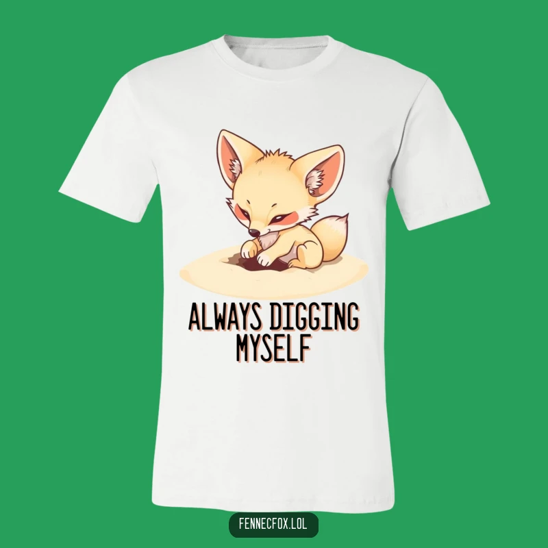 Funny Fennec Fox Digging T-Shirt - Playful Desert Action