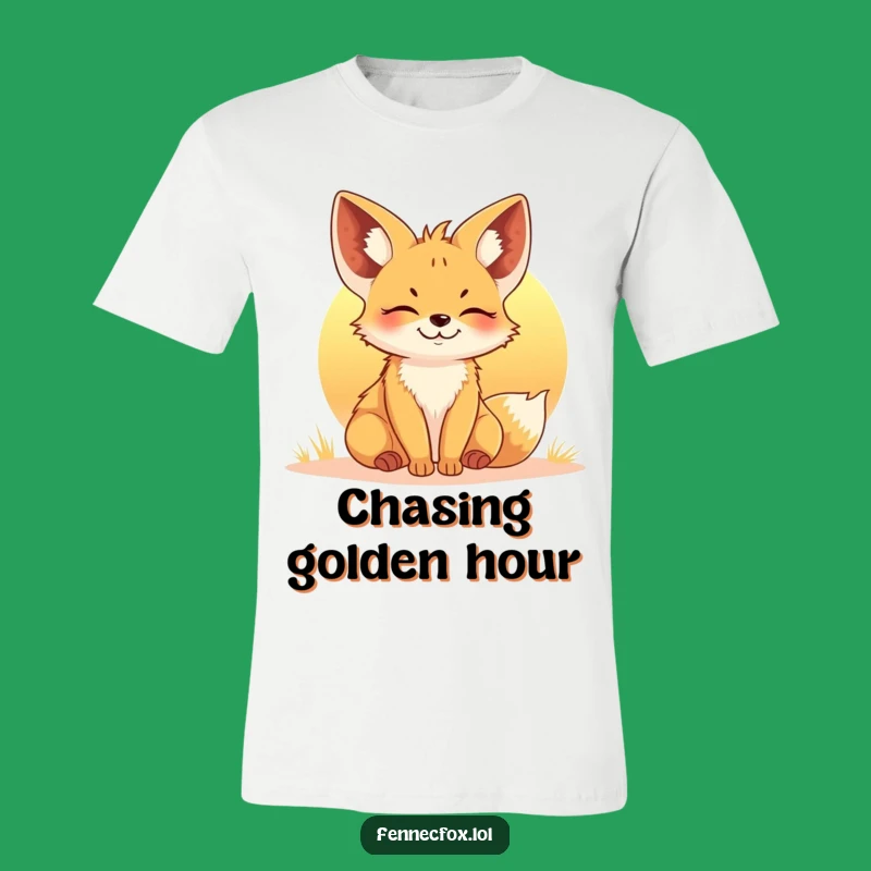 Funny Fennec Fox Sunset T-Shirt: Happy Desert Animal Tee - Comedic Gift Apparel