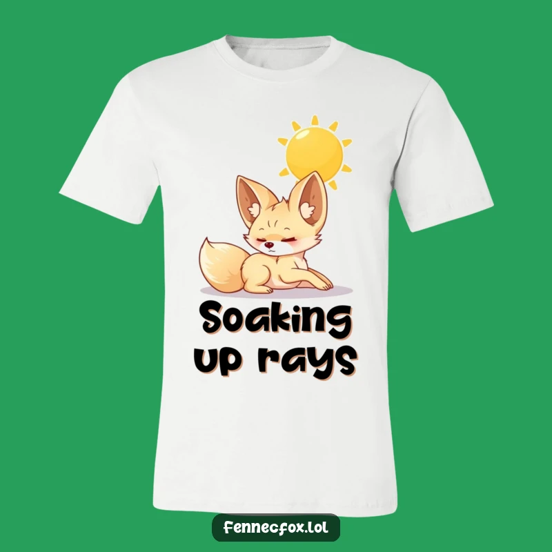 Funny Fennec Fox T-Shirt: Luxurious Stretch Under Warm Sun Cute Animal Style