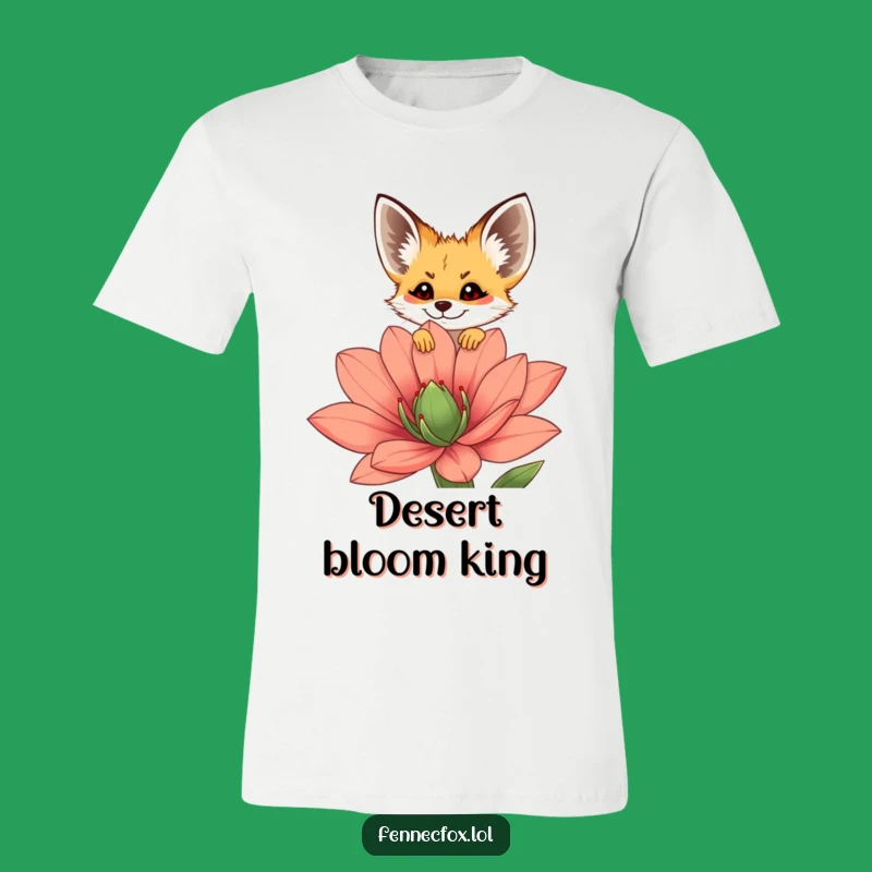 Funny Fennec Fox T-Shirt - Peeking Over Flower, Cute Animal Tee, Great Gift