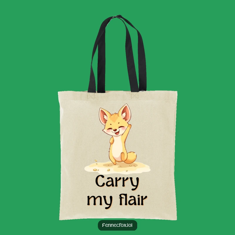 Funny Fennec Fox Tote Bag - Playful Sand Somersault Print, Cute Accessory, Gift